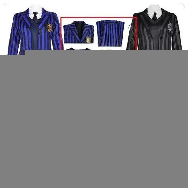 The Addams Family Wednesday Cosplay Black School Uniform Suit Dress with Wig, Women's Halloween Party Clothes & Accessories for Women