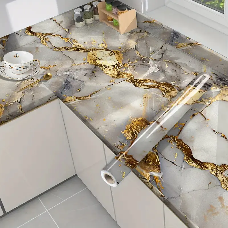 Low-Cost Home Renovation, Jazz Marble Pattern Self-Adhesive Oil-Resistant Kitchen Wallpaper Peel And Stick, Universal for Stove, Cabinet, Desk