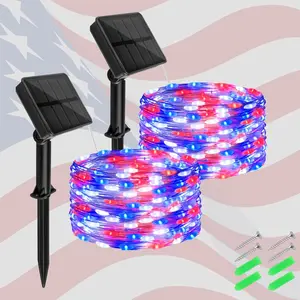 Red White and Blue Solar Fairy Lights, 4th of July Lights Waterproof Outdoor 16.4ft 50LED 8 Modes Memory Function Independence Day Memorial Day Decorationsfidget toys