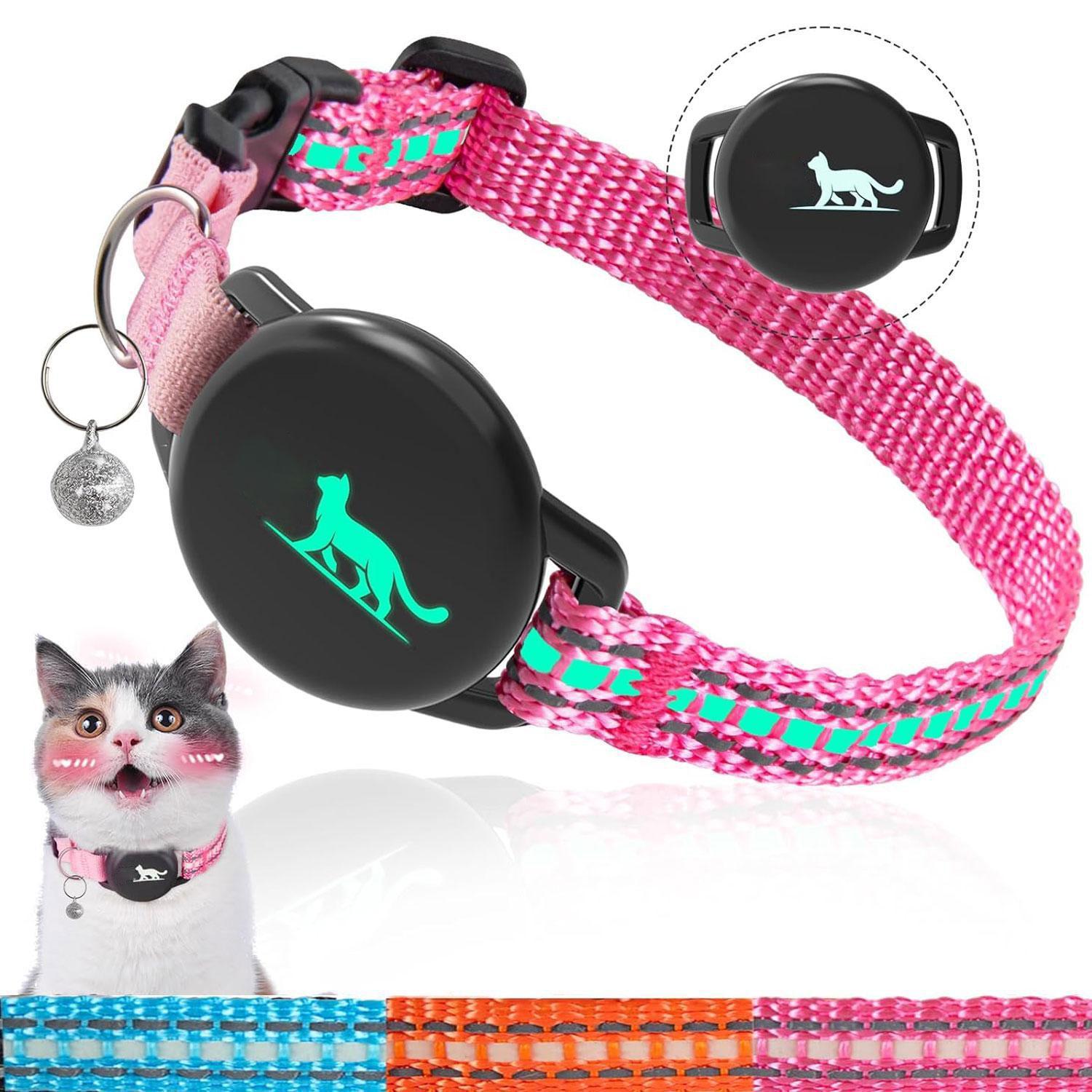 Cat GPS Tracker, Reflective Collar Tracker, Anti-lost Device, Compatible with Apple Find My Function (Only for iOS System), Pet Supplies, Harness, Reflective Strip Harness