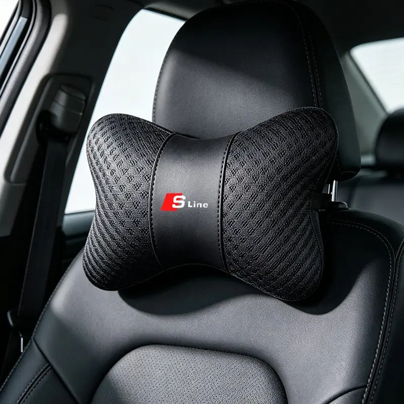 1PC Summer Ice Silk Car Seat Neck Pillow Headrest Rest Support Cushion Pad Automotive Accessories for Audi Sline A1 A2 A3 A4 A4L A5 A6 A7 A8 A8L TT Q1 Q2 Q3 Q4 S8