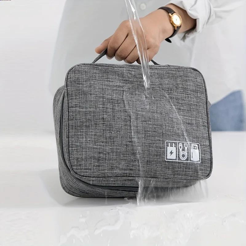Oxford Travel Cable Bag Shockproof Multi-layer Charger Data Cable USB Bag Organizer Solid Color Electronic Accessory Storage Bag