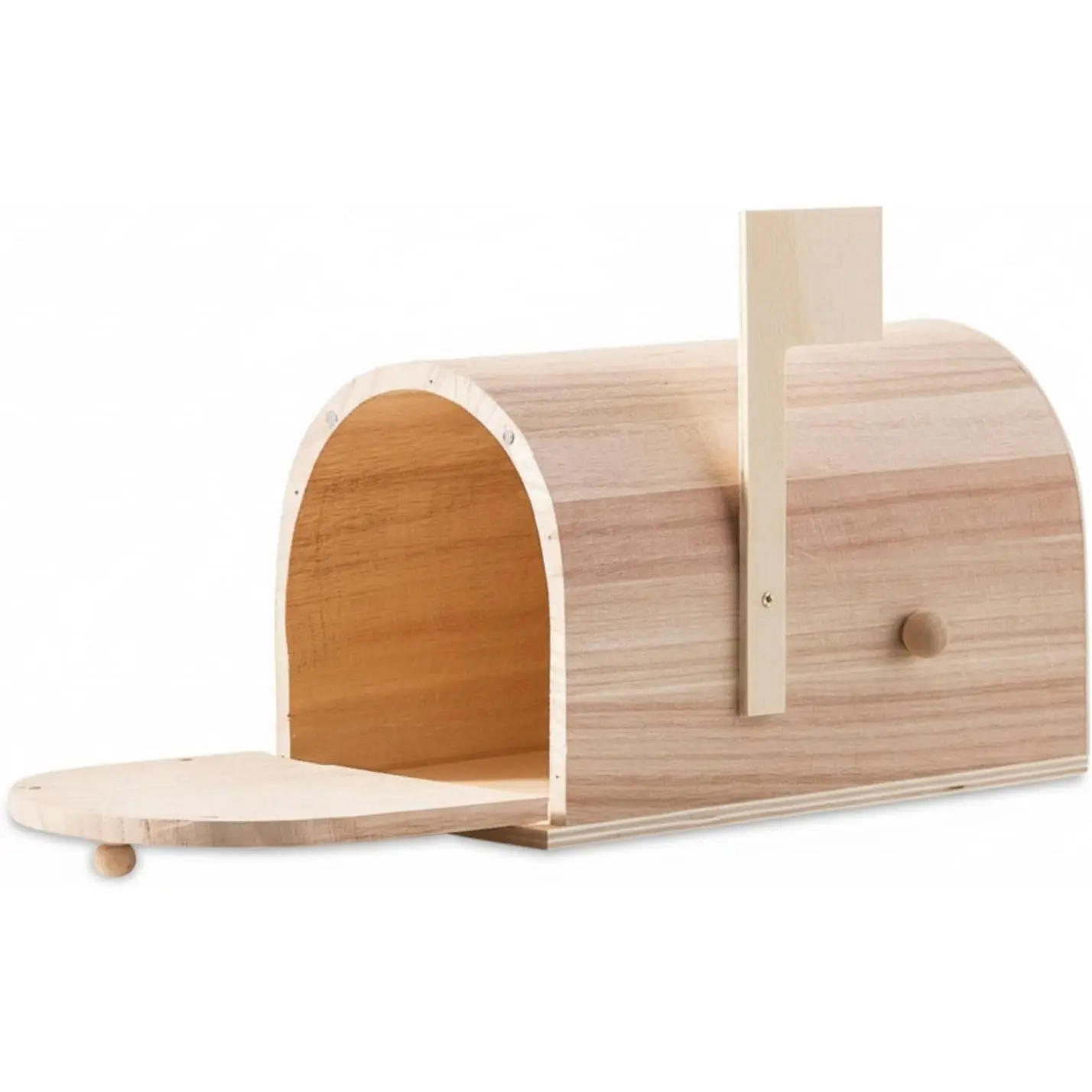Wooden DIY Kit Unfinished Mailbox - Post-Mount, Fully Assembled, Paintable & Stainable, Back to School Gift for Letters/Cards, Holiday Decor