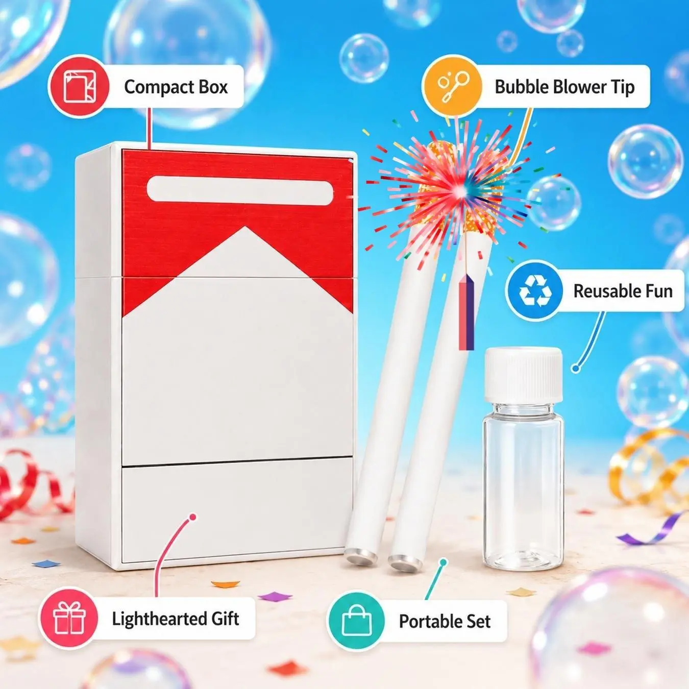 Funny Bubbles Blower with Empty Bottle, Party Bubble Machine, Mini Stress Reliever & Recyclable, Novelty Relaxation Perfect for Parties, Gags as Birthday Gift Ideas, Bubble Maker