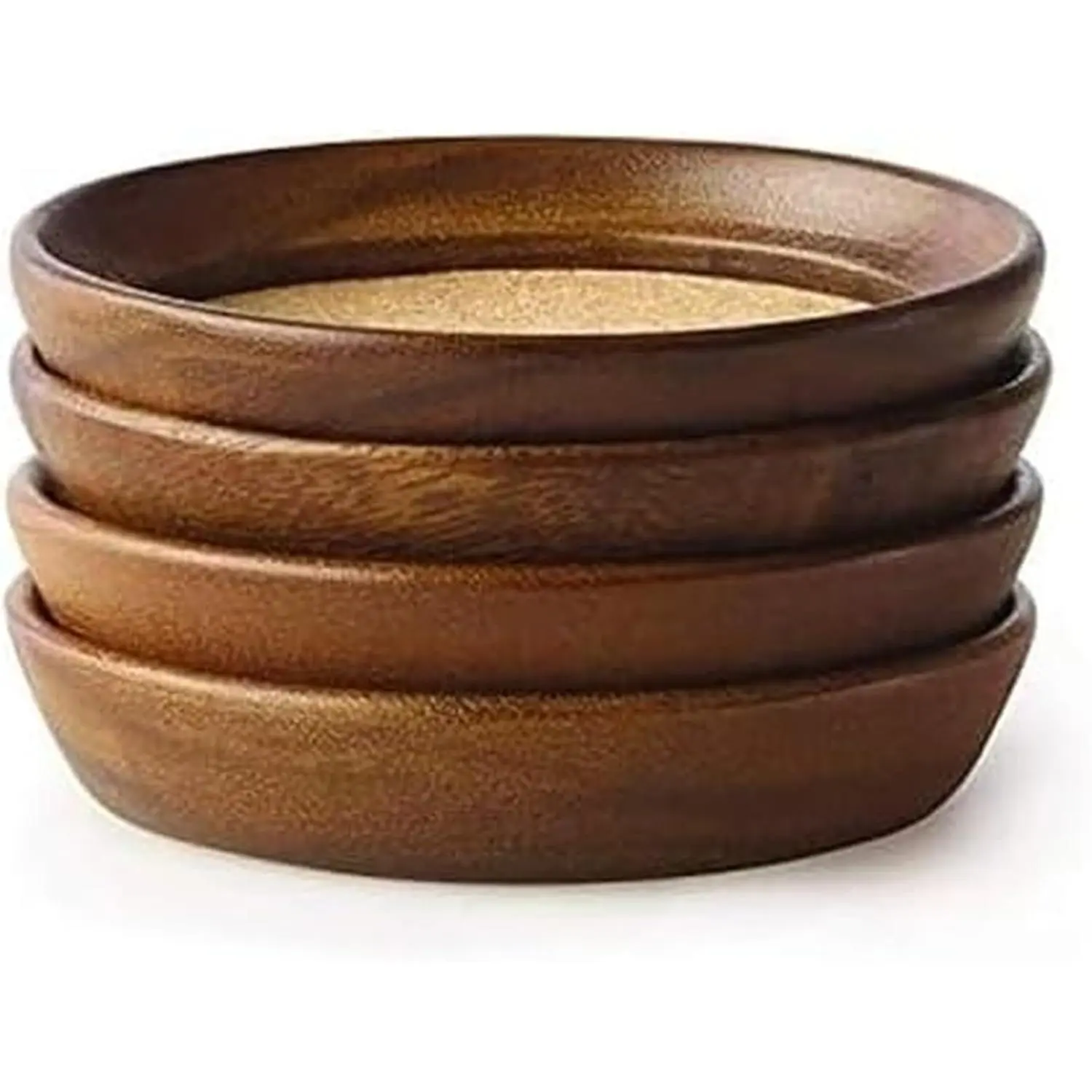 4-Piece Acacia Wood Coaster Set with Cork Inserts - Drink Coasters Set of 4 with Non-Slip Felt Feet, Absorbent Cork Center, Stackable Storage, Natural Finish