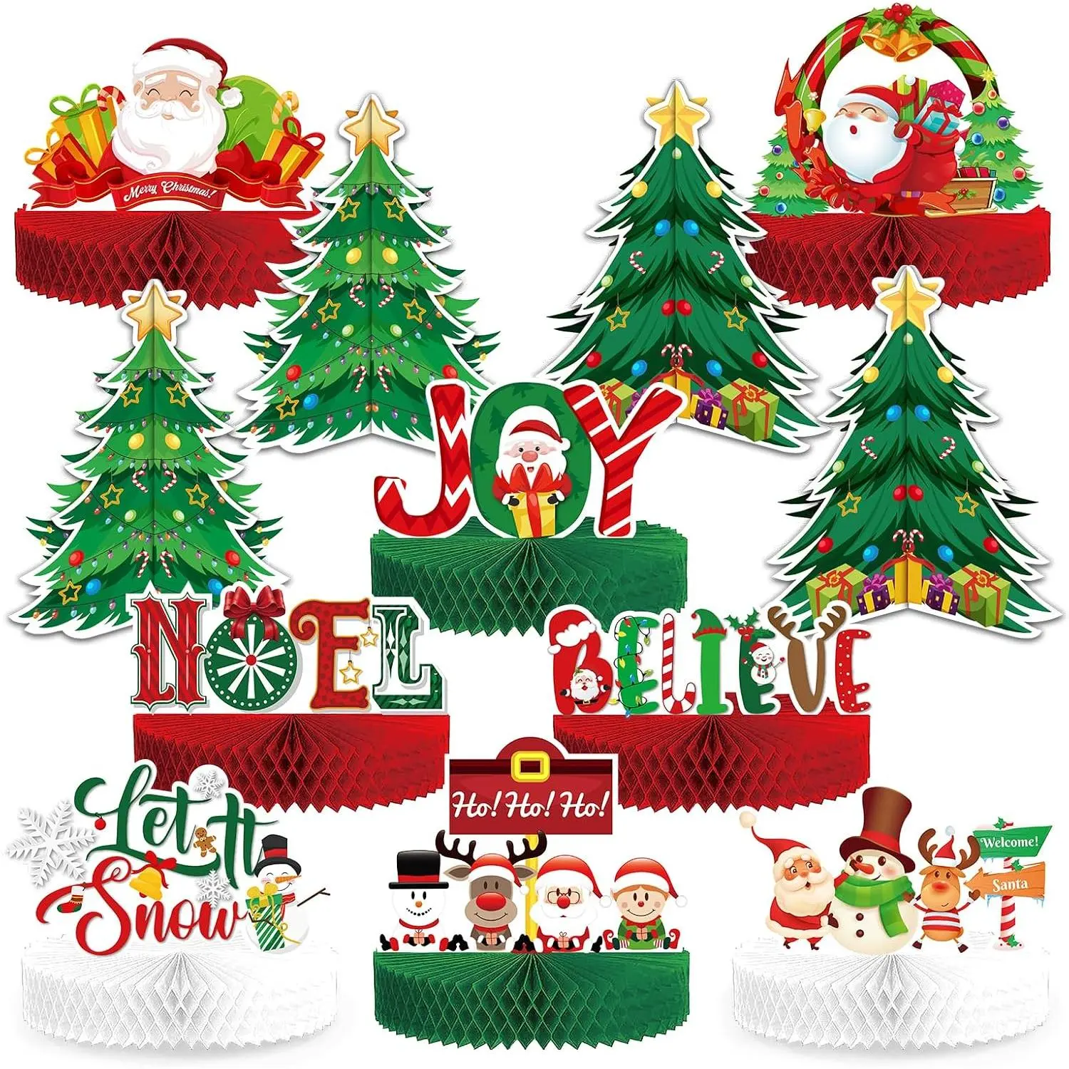 12 count Christmas  Centerpieces Santa Reindeer Design for Winter Xmas Holiday Party  Table Decor Supplies