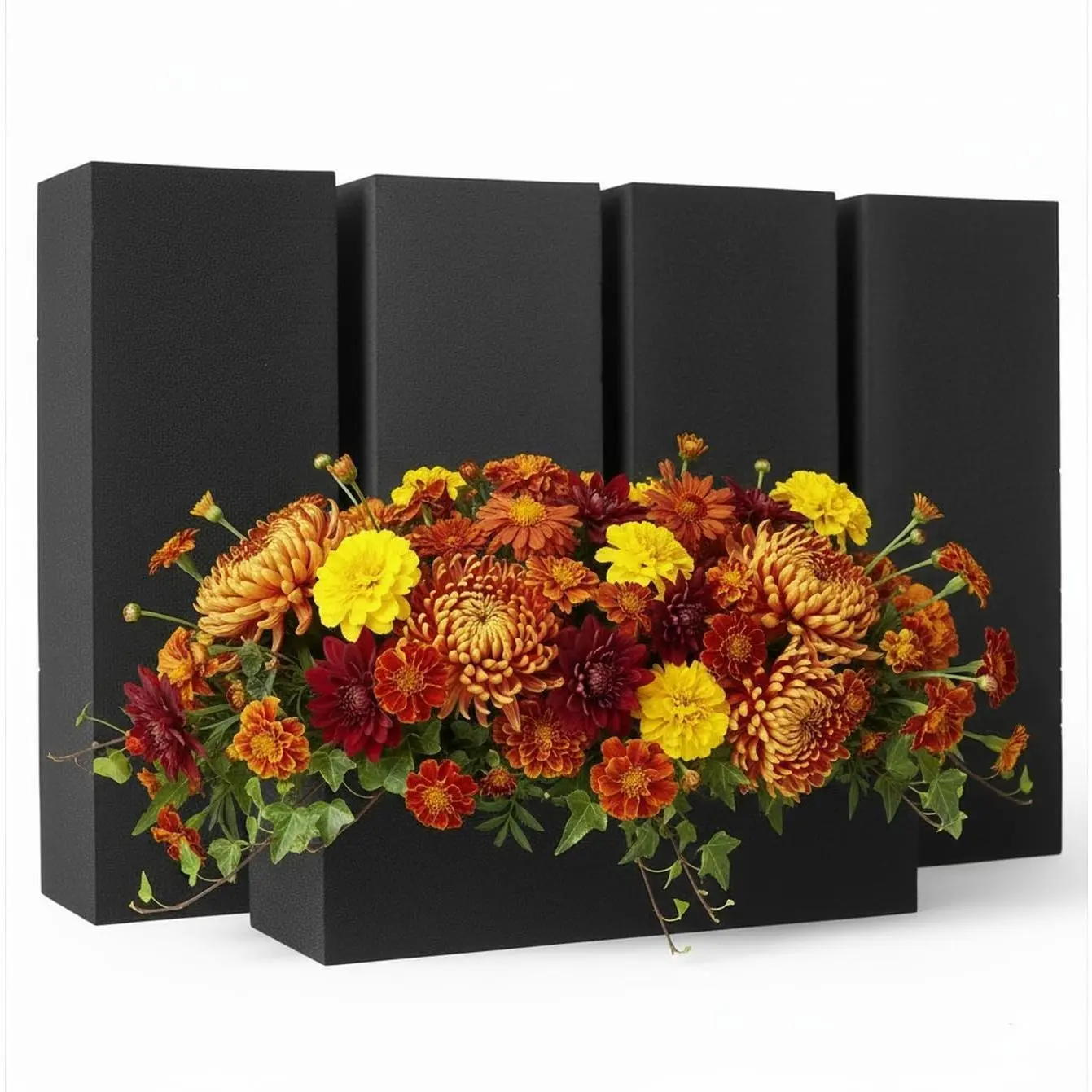 Floral Foam Blocks for Flower Arrangements - Reusable Weather Resistant Craft Foam for Fresh & Artificial Flower Arrangements, Black 9" x 3" x 3" Styrofoam Block, 4 Pack