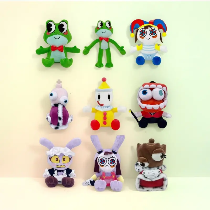 9 Pcs The Amazing Digital Circus Plush Doll Complete Set TADC Pomni Jax Caine Gangle Ragatha Zooble Kinger Creepy Cute Cartoon Soft Short Plush Sitting Stuffed Toy Animation Character Decor Gift For Teens Animation Themed Birthday Christmas Party Favor Cr