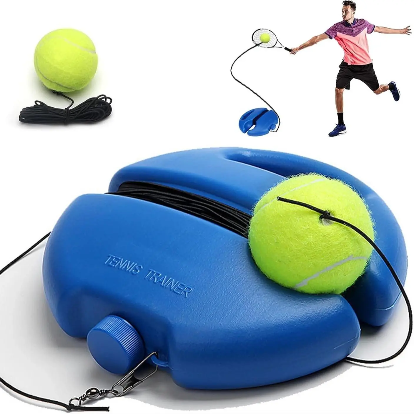 Tennis Trainer Rebound Ball with String, Portable Tennis Practice Rebounder Equipment, Training Tools with Long Elastic Rope for Adults, Beginners