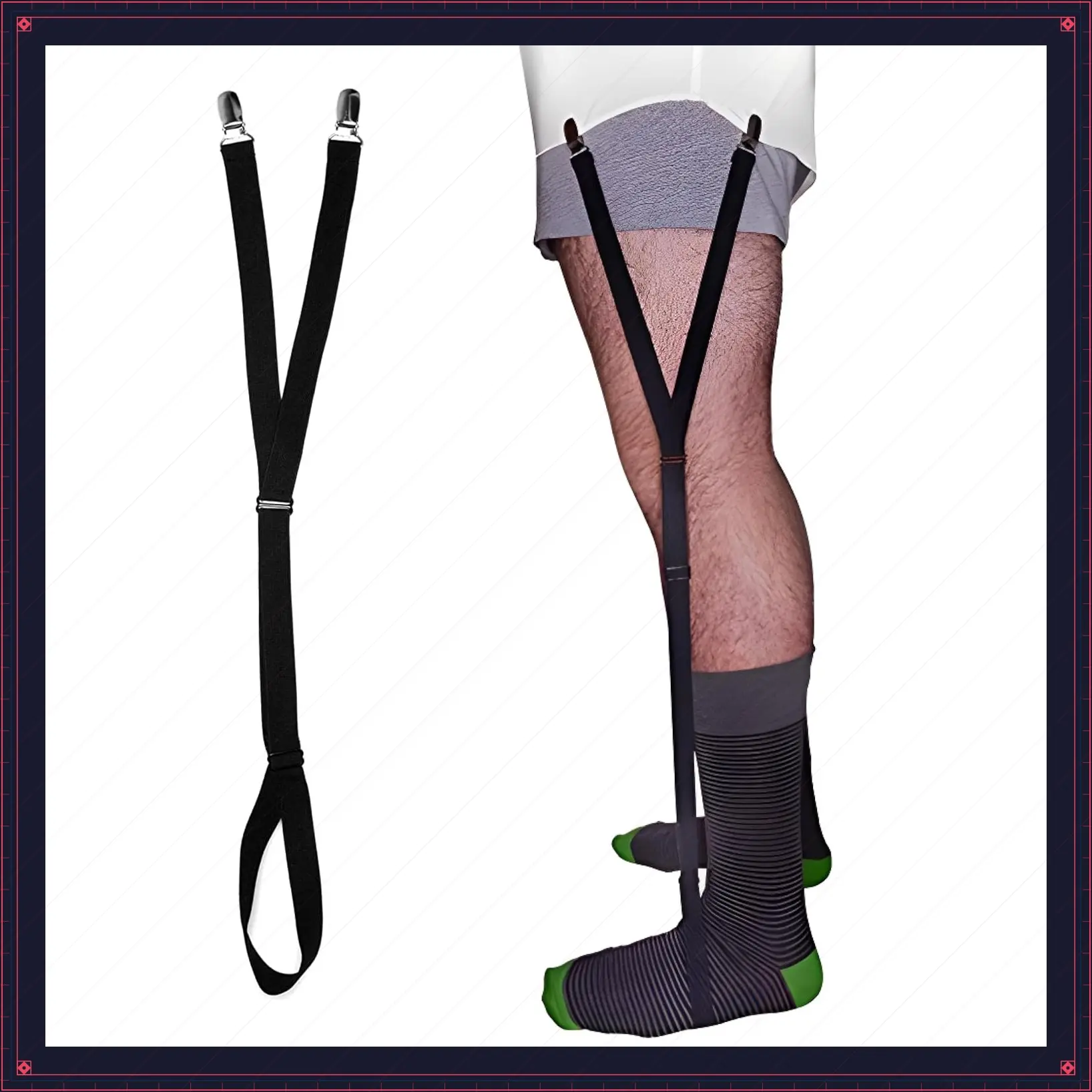 Shirt Stay Garters with Foot Loop for Men and Women | Elastic Adjustable Shirt Stays (Stirrup-Style, Black) - Keeps Shirts Tucked in All DayGift