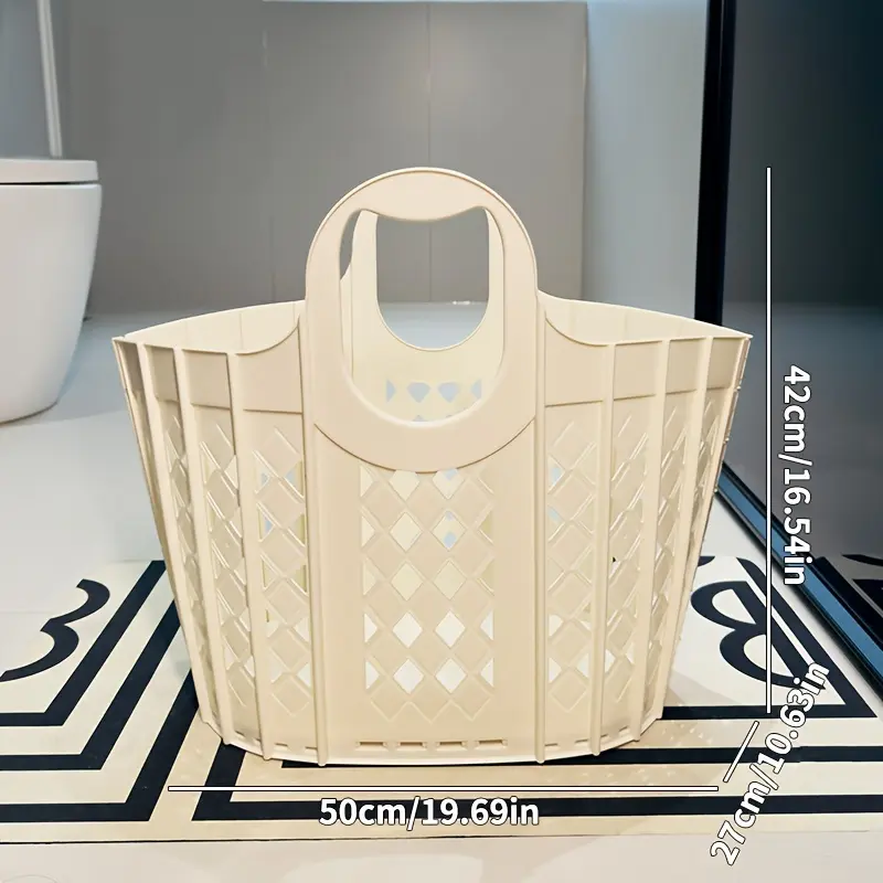DOCOXO 1 Large-Capacity Foldable Classic Laundry Basket with Handle - Stackable Single Compartment Organizer, Portable Space-Saving for Clothes & Bathroom Storage