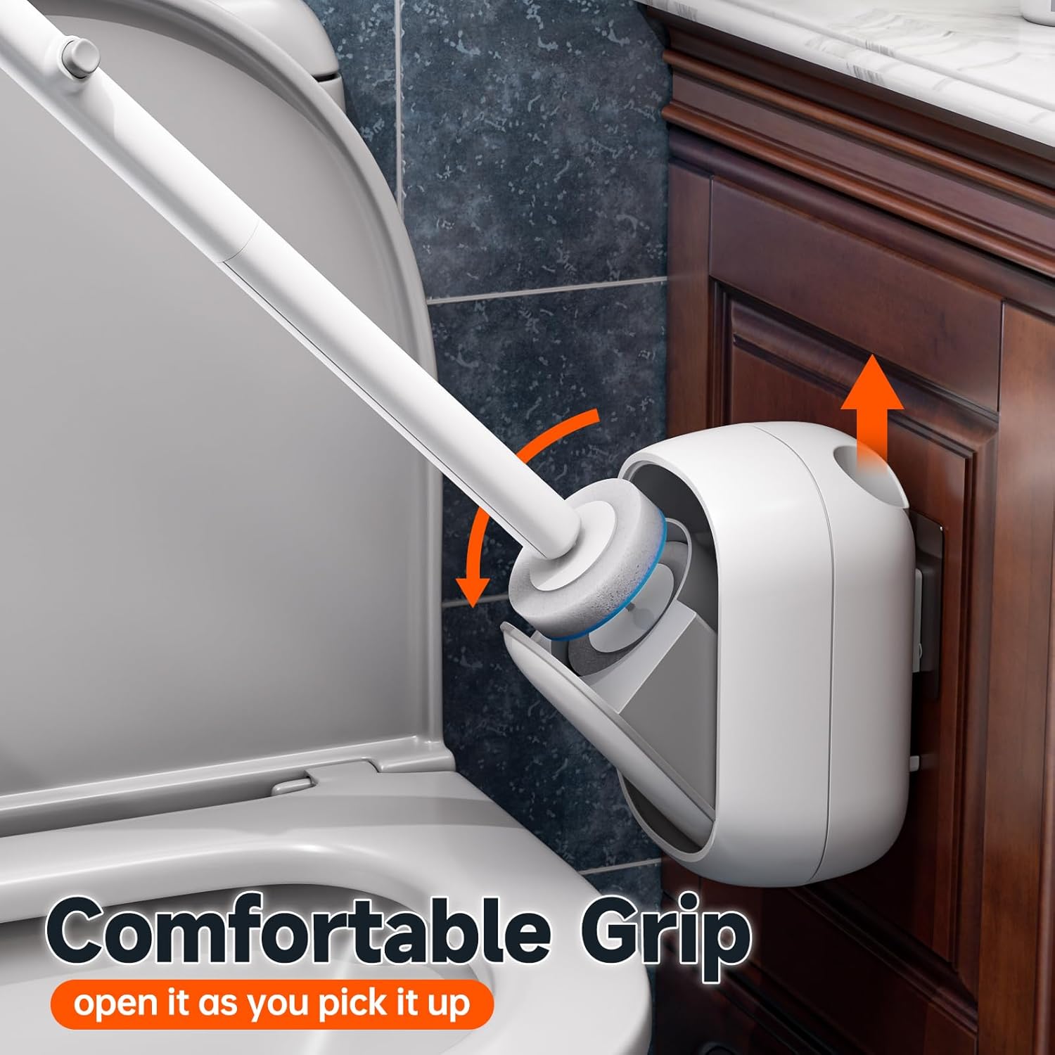 Disposable Toilet Brush and Holder Set with 18 Bowl Wand Cleaners Refill Pads, Bathroom Wall Mounted Toilet Bowl Cleaners Kit.