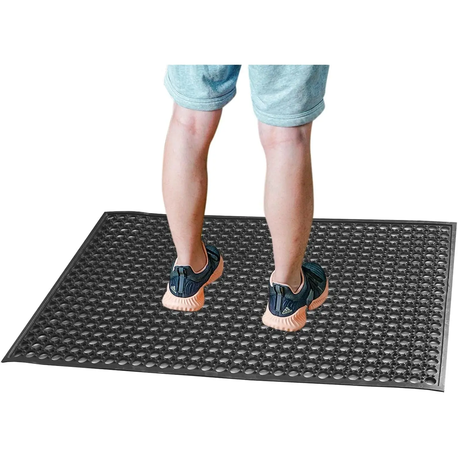 Outdoor Rubber Mat Kitchen Anti- Floor Mats (24" x 36") Restaurant Bar Floor Mat  Rubber Non Slip Drainage Mat Black