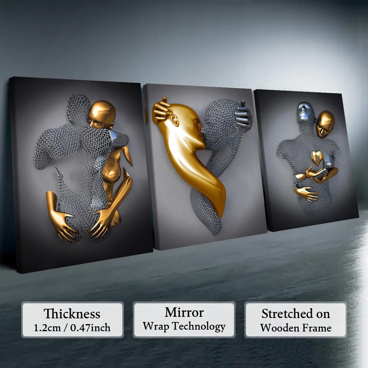 Wooden Framed Canvas Painting, 3 Counts/set Hand Pattern Wall Art, Modern Art Wall Decoration, Home Decoration Canvas Prints Poster, Solid Wooden Frame, Artistic, Universal Aesthetic