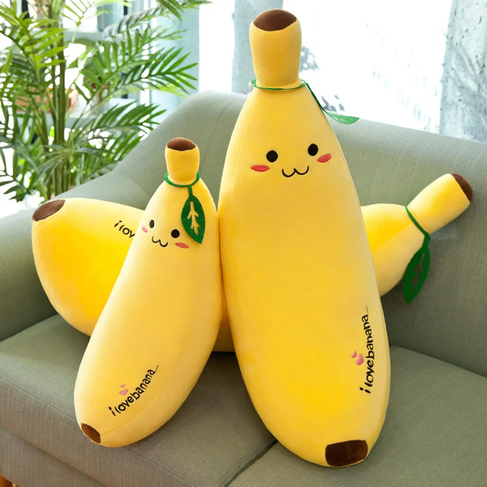 Realistic Banana Plush Pillow, Kawaii Look Elastic Stretch Crystal Cotton Cushion (35cm/70cm) for Girlfriends, Living Space Decor & Versatile Use, Halloween Gift (Toys & Hobbies Classic & Novelty Toys), Fruit Themed Decor