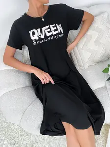 Women's Summer Short Sleeve Nightgown, Loose Comfortable Casual Style, Soft Breathable Fabric, Fashion Lazy Home Wear, Loungewear, Nightwear