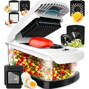 Vegetable Chopper & Mandoline Slicer for Kitchen - Food Chopper with Container, Cheese Grater, Home Essentials & Kitchen Gadgets (9 in 1)