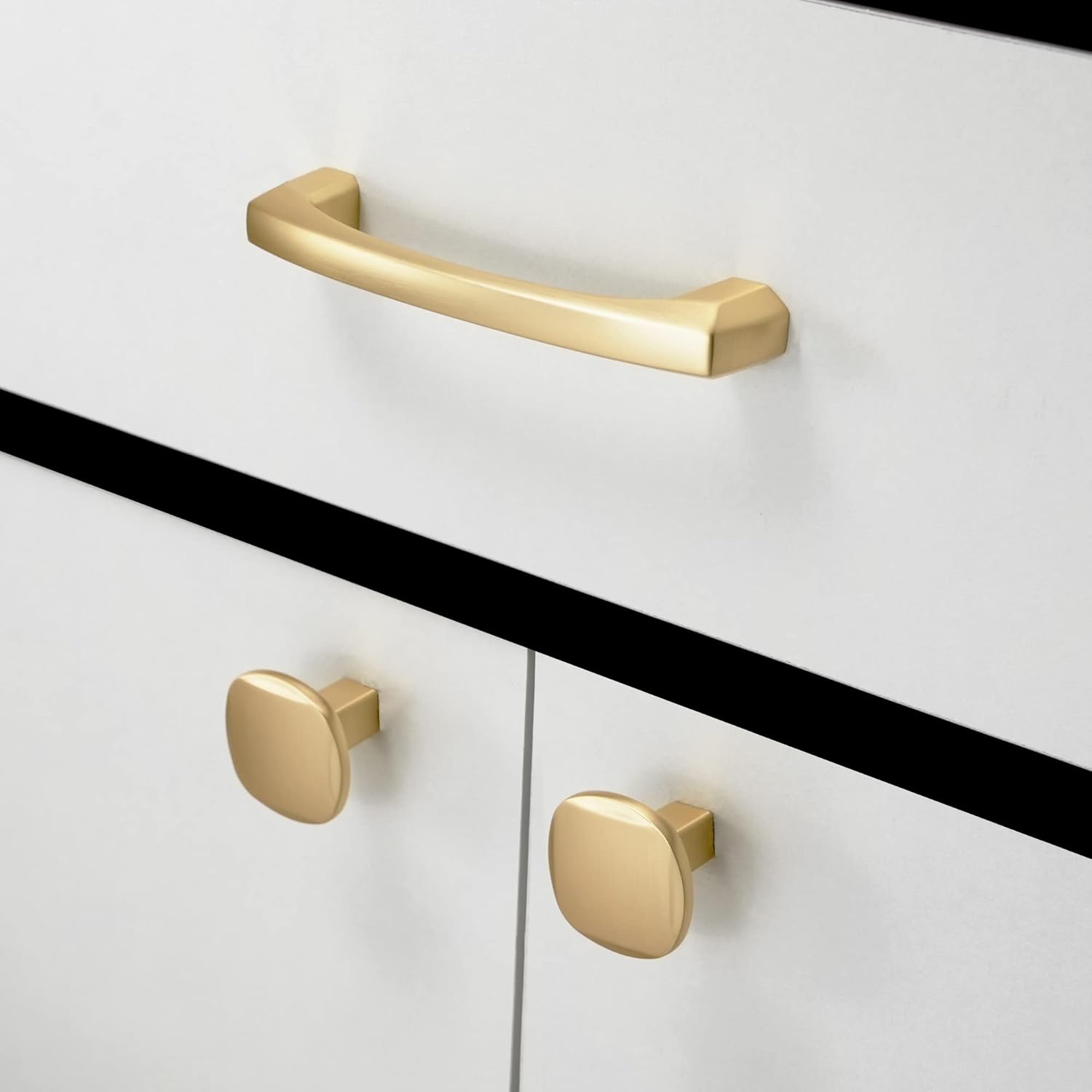 10 Pack Brushed Brass Kitchen Cabinet Knobs  Drawer Pulls Solid Round Drawer Knobs Dresser Knobs  Cabinet Hardware