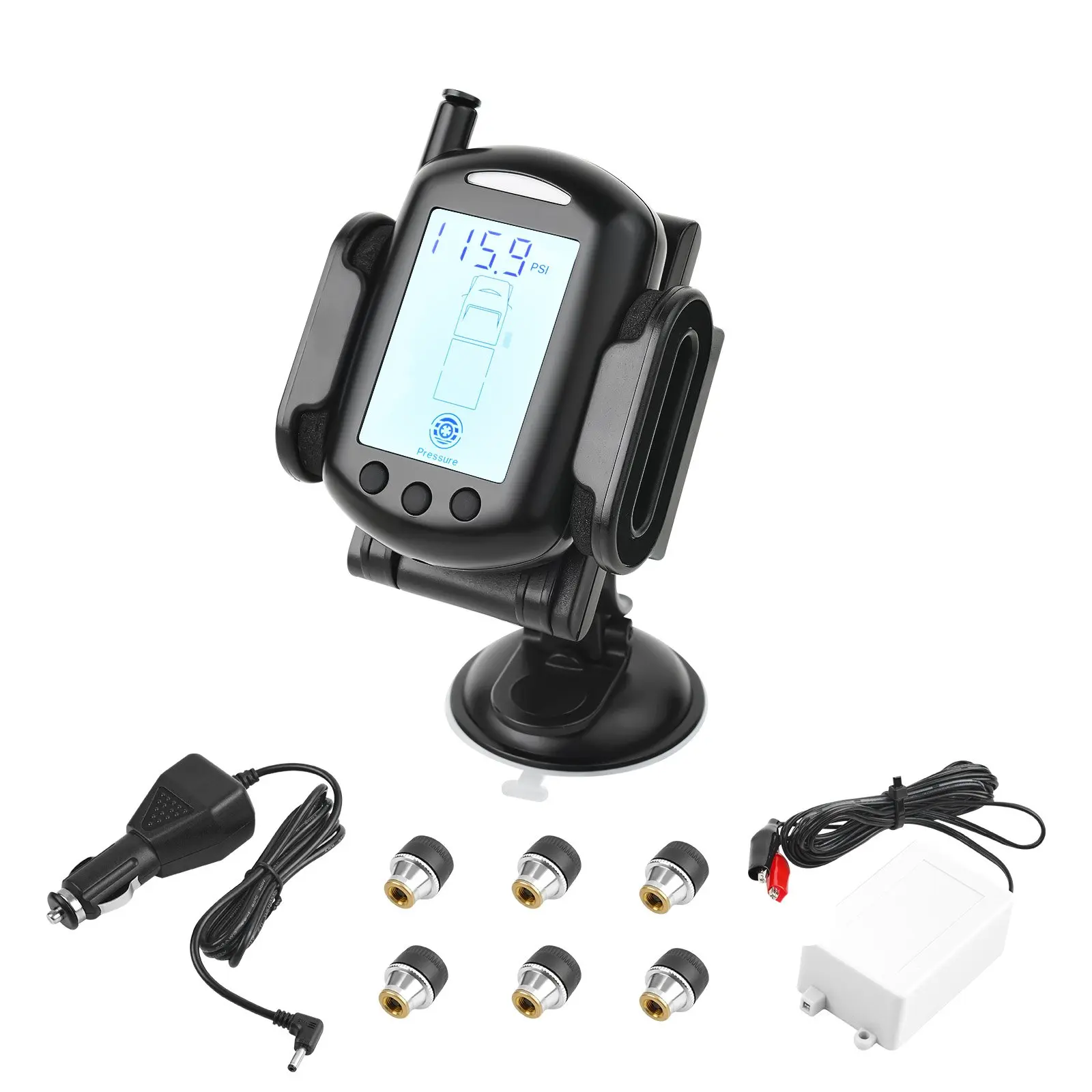 【DealsForYouDays】VEVOR RV Tire Pressure Monitoring System, 0-199 PSI Trailer TPMS, Universal Wireless Car Alarm System, Waterproof TPMS Sensors Set with 6 Sensors, 7 Alarm Modes, Real-time Display, Easy to Install