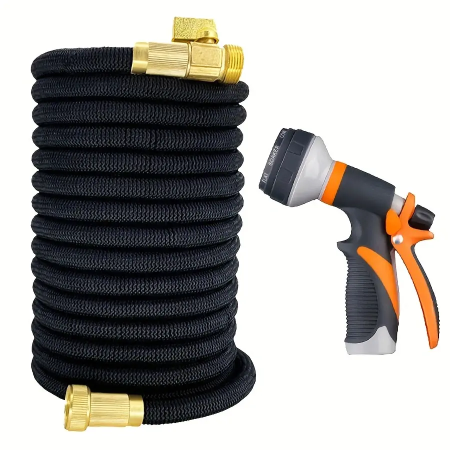 25-150ft Retractable Garden Hose, Standard Extension Soft Tube, 3/4 American Style, High Pressure Sprayer Gun, Garden Irrigation Set, Portable Garden Hose