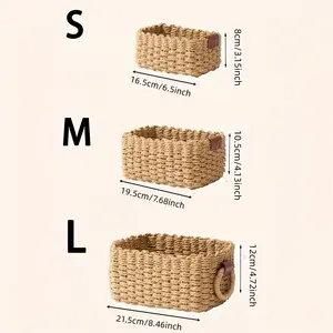 Handwoven Storage Basket - 3 Options Storage Box for Shelves, Drawers, Desktops, Farmhouse Decor - Home And Dorm Organization, Shelf Baskets