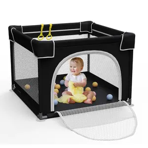 Playpen  Babies and Toddlers, Small Baby Playpen, Playard with Bag, Indoor & Outdoor Play Pen, Sturdy Safety Baby Play Yard with Soft Breathable Mesh(Black, 36x36 inches)