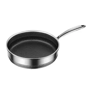 Full Honeycomb Mesh Stainless Steel Non-Stick Frying Pan Multi-Use Integrated Skillet Durable Induction Cookware Wholesale Direct Factory Supply For Home Kitchen Cooking Steak Egg Pancake