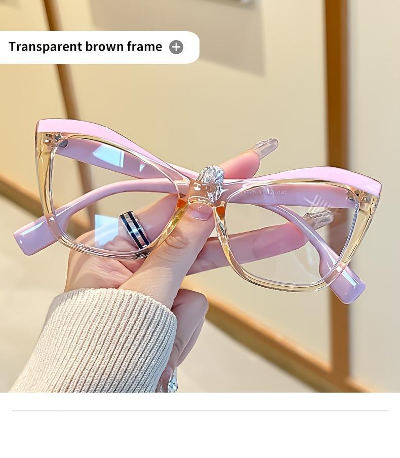 Y2K Cat-Eye Transparent Glasses for Women – Ultra-Lightweight Anti-Blue Light PC Frame, Pink and Clear Stylish Eyewear, Perfect for Street Fashion, Instagram Photos, and Daily Wear Vintage outdoor fall Small Oval Women's Glasses sunglass ses SpringStateme