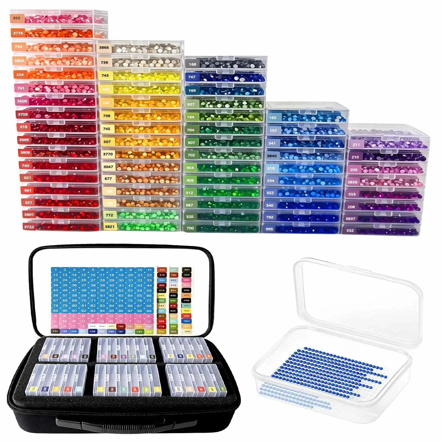 32/64 Grid Diamond Painting Storage Box with Transparent Lid, Portable Bead Organizer Set, Includes Stickers, Ideal for Craft Supplies, Diamond Art Accessories