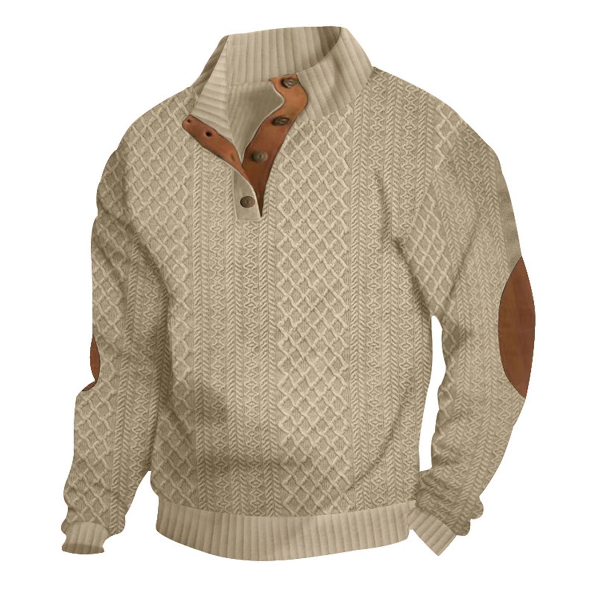Trendsetting Men's Textured Pullover with Dynamic Splicing Details and a Complex Knit Pattern for Fashion-Forward Style