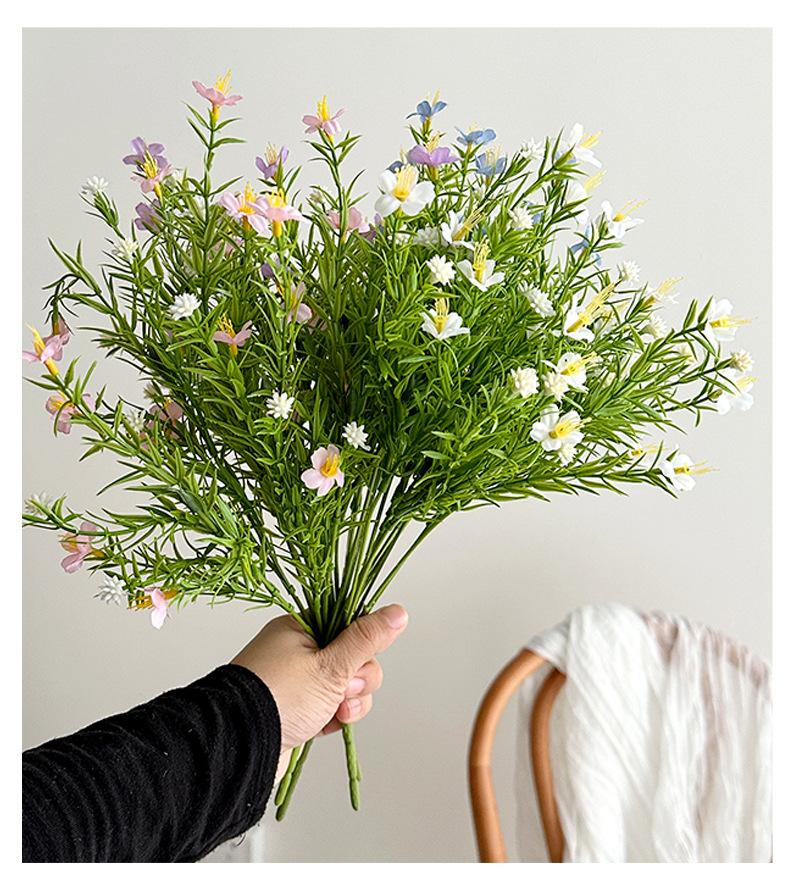 7-branch artificial baby's breath flowers for wedding hall floral arrangements, small bunches of artificial plants for home decoration