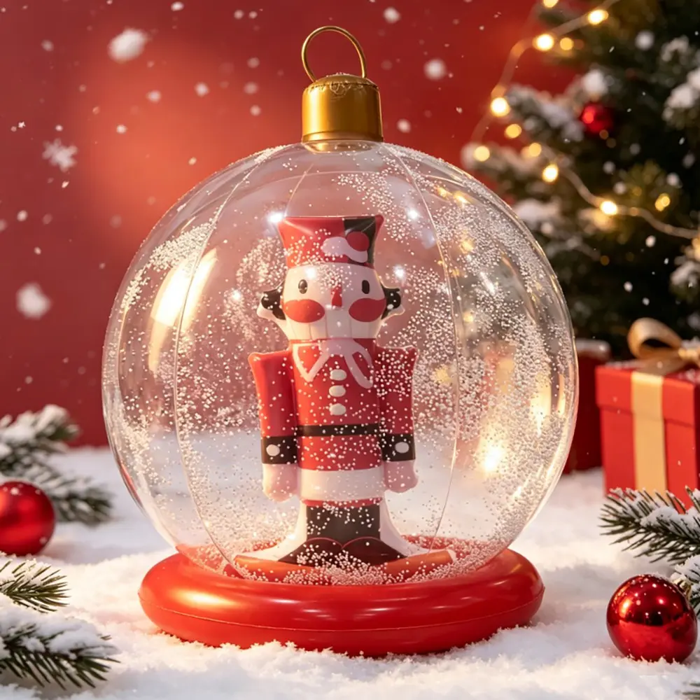 New Christmas Inflatable Ball, Giant PVC Snowman Decoration, Outdoor Holiday Decor for Tree, Courtyard, Lawn, Porch, Garden, Front Door, 31x22 Inches