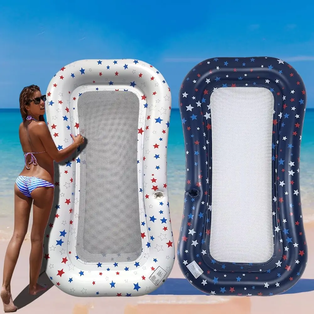 Extra-Large Cooling Mesh Inflatable Raft with Cup Holder - Ultra-Comfort Floating Lounger for Adults, Ideal for Beach, Pool, Lake Parties & Summer Relaxation Essential - Lightweight, Quick-Dry, Perfect for Outdoor Water Fun
