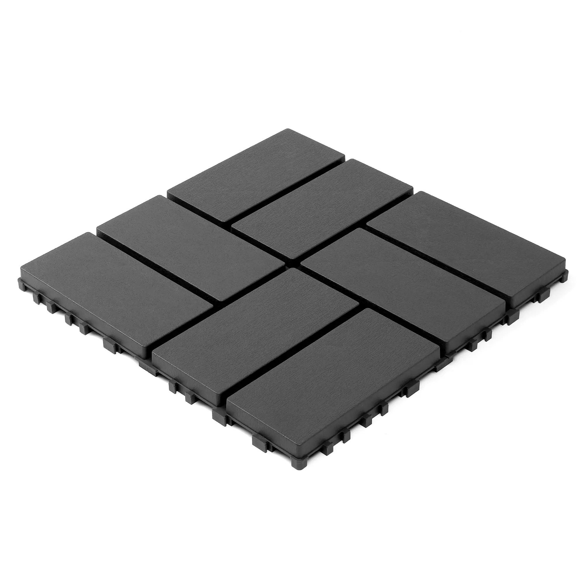 ARCH Interlocking Polypropylene Deck Tiles, 12x12 in 44-Pack Dark Gray, Waterproof All-Weather Outdoor Flooring, Easy Snap-Together Installation for Garden, Balcony