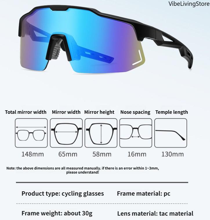 Unisex Polarized Sports Sunglasses, UV400 Protection Windproof Wrap Around One-Piece Cycling Shades for Men Women, Outdoor Riding Running Fishing Sunglasses