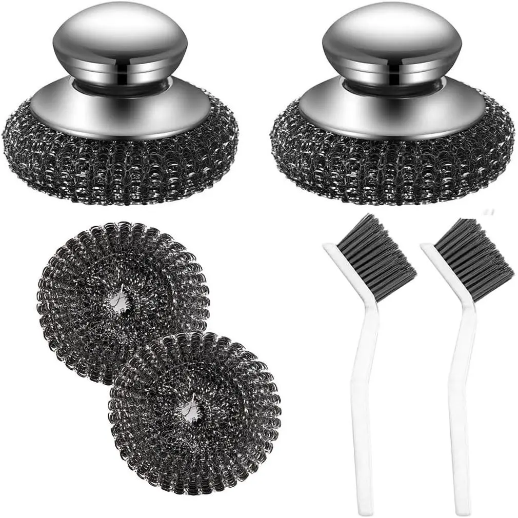 Household Multi-Purpose Cleaning Set - Steel Wool Scrubber, Oven Cleaner Brush, Stainless Steel Scrubber, Crevice Brushes for Pots, Stoves, Barbecue Grills