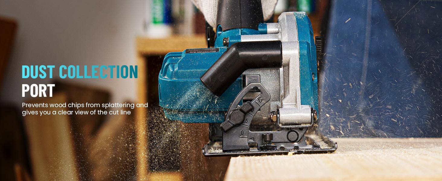 Cordless Mini Circular Saw, SeeSii 4-1/2" Electric Compact Circular Saw with 4.0Ah Battery, 5380RPM, 4 Saw Blades, Rip Guide, Max Cutting Depth 1-11/16"(90°), 1-1/8"(45°) for Wood, Plastic, Soft Metal TCS115A CS410B