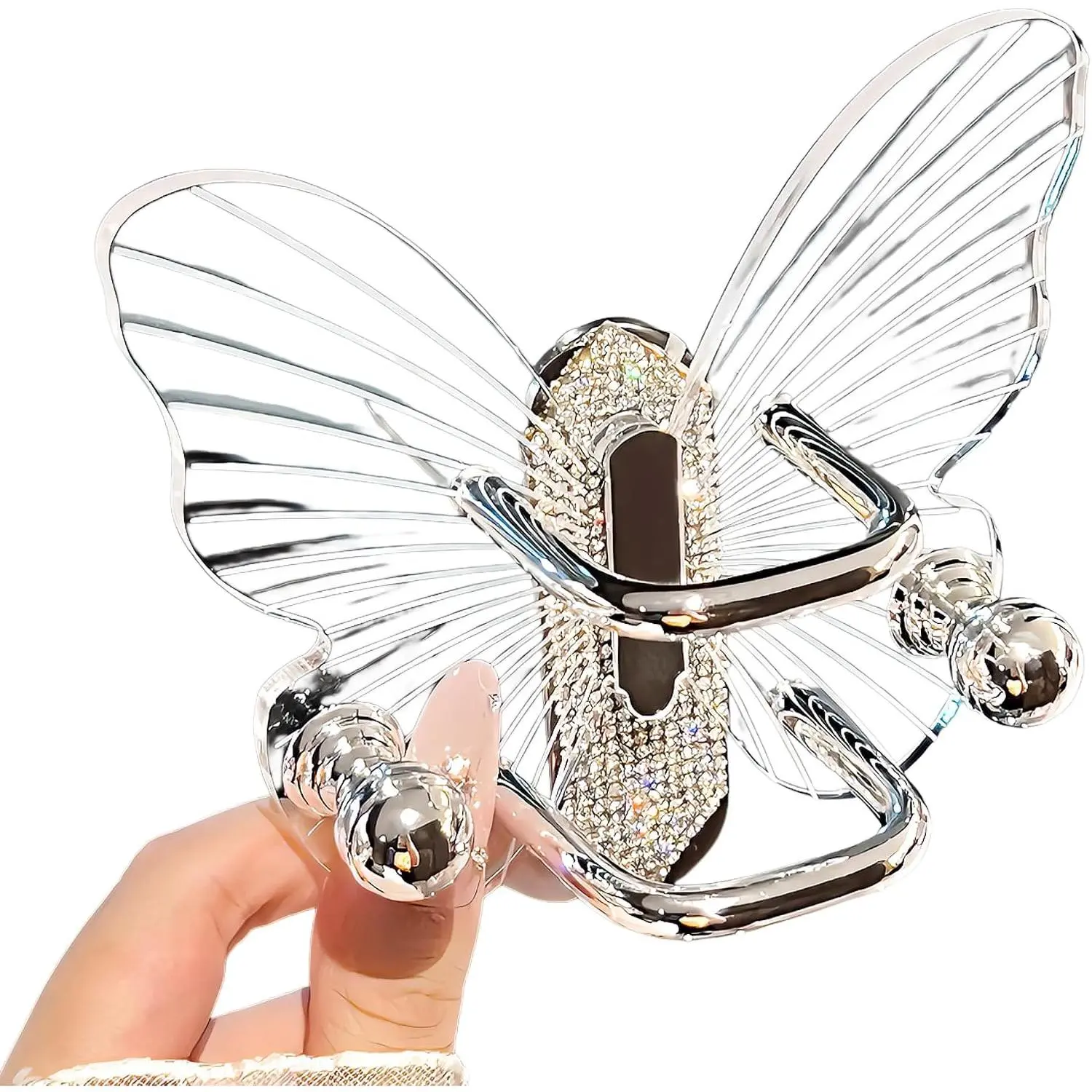 Durable Transparent Butterfly Rhinestone Wall-Mounted Comb Holder, Bathroom Toothbrush Organizer with Drill for Hair Accessory Storage, Minimalist