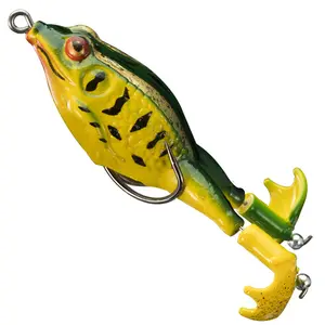 Simulated Soft Frog Lure, 9cm 13.5g Surface Tractor Lures with Rotating Legs for Blackfish Fishing