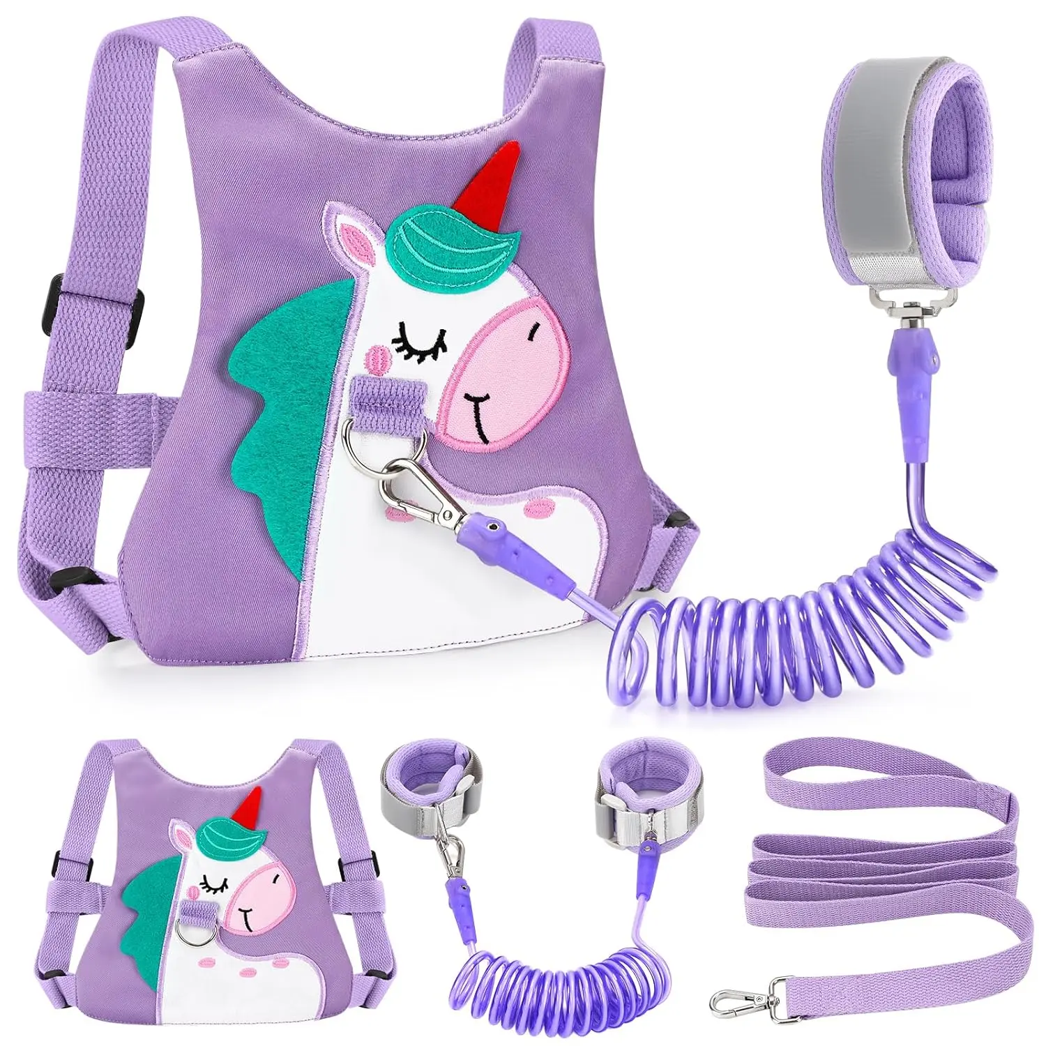 Toddler Leash-Baby Walking Safty Harness and Child Anti Lost Wrist Link for Girls/Boys Travel (Purple)