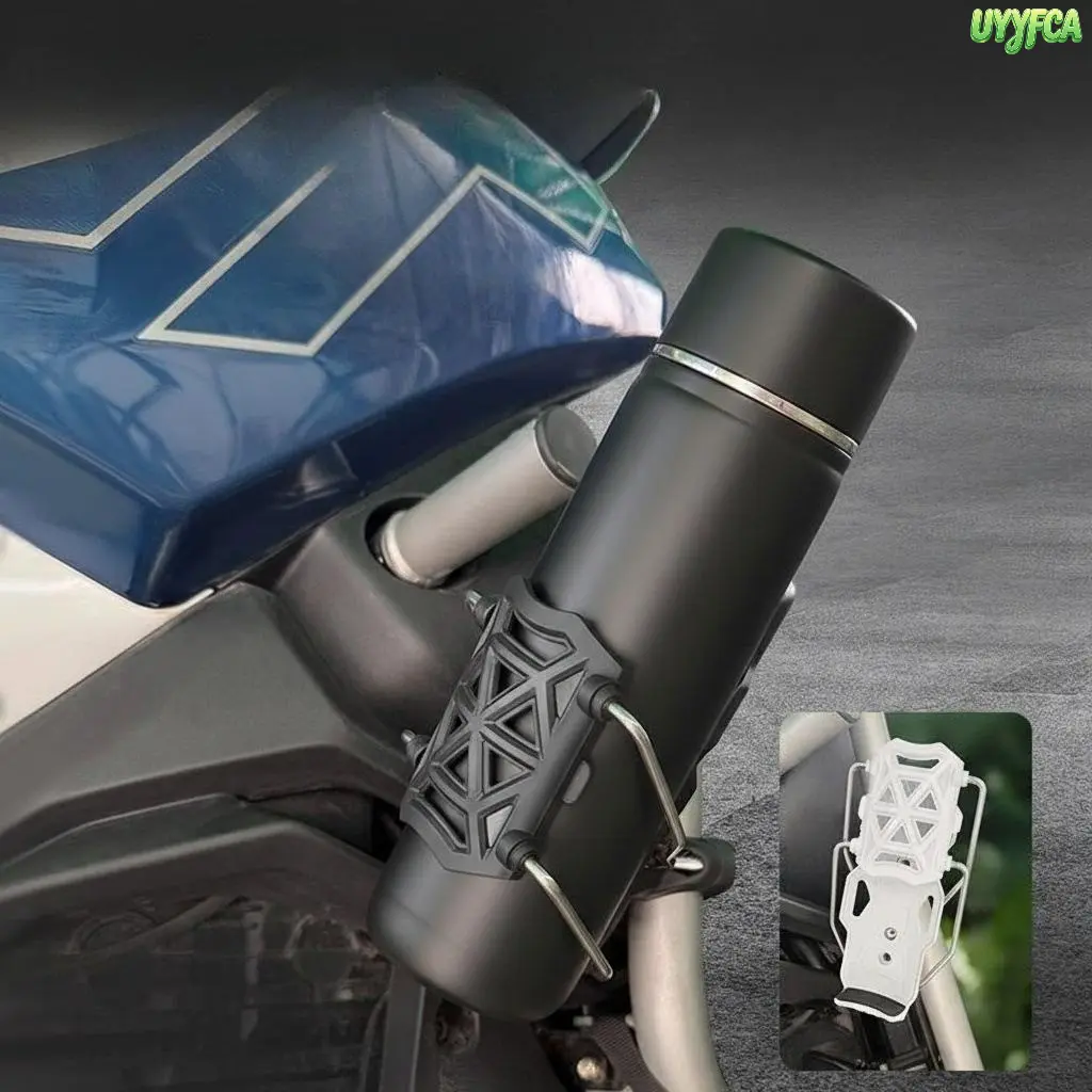 Adjustable Bike Water Bottle Holder, 360° Rotating Stainless Steel Mount with No-Drill Clamp, Shock-Resistant Cage for Motorcycle & E-Scooter, Bicycle, Outdoor, Cycling, Daily Commute, Expandable, Motorcycle Accessories, Universal, Rotatable, Shock-Resist
