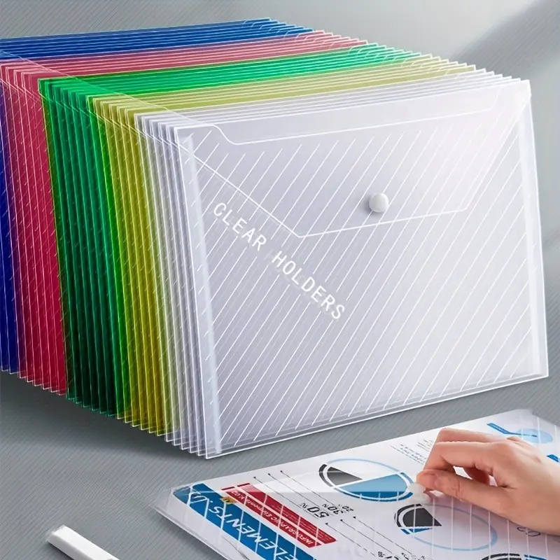 5-piece Set, A4 Sized Transparent Closed Plastic Folder Files - Perfect for Organizing in Schools and Offices!