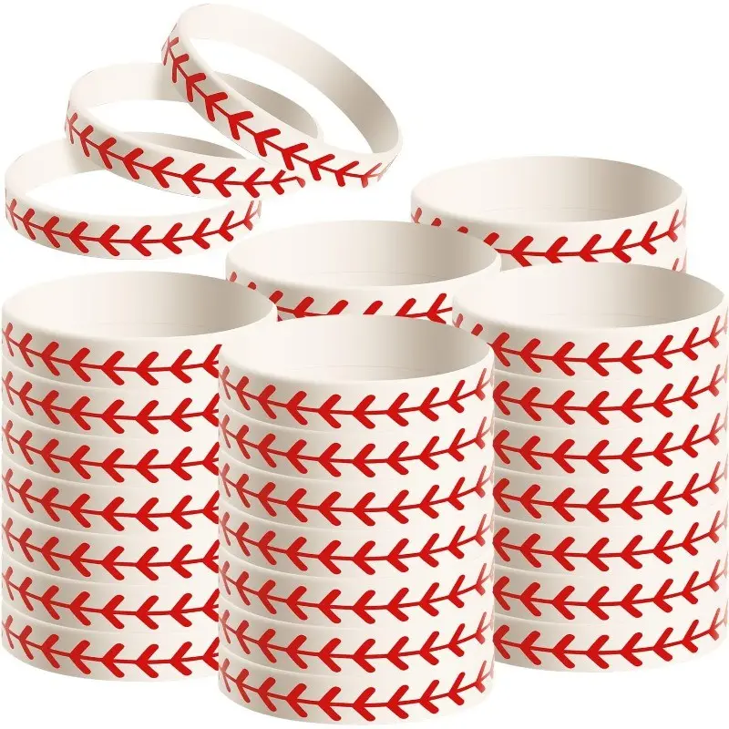 24pcs Baseball Silicone Wristbands, Durable Sports Bracelets, Ideal for Baseball Players and Fans, Team Awards, Party Gifts, Athletic Jewelry
