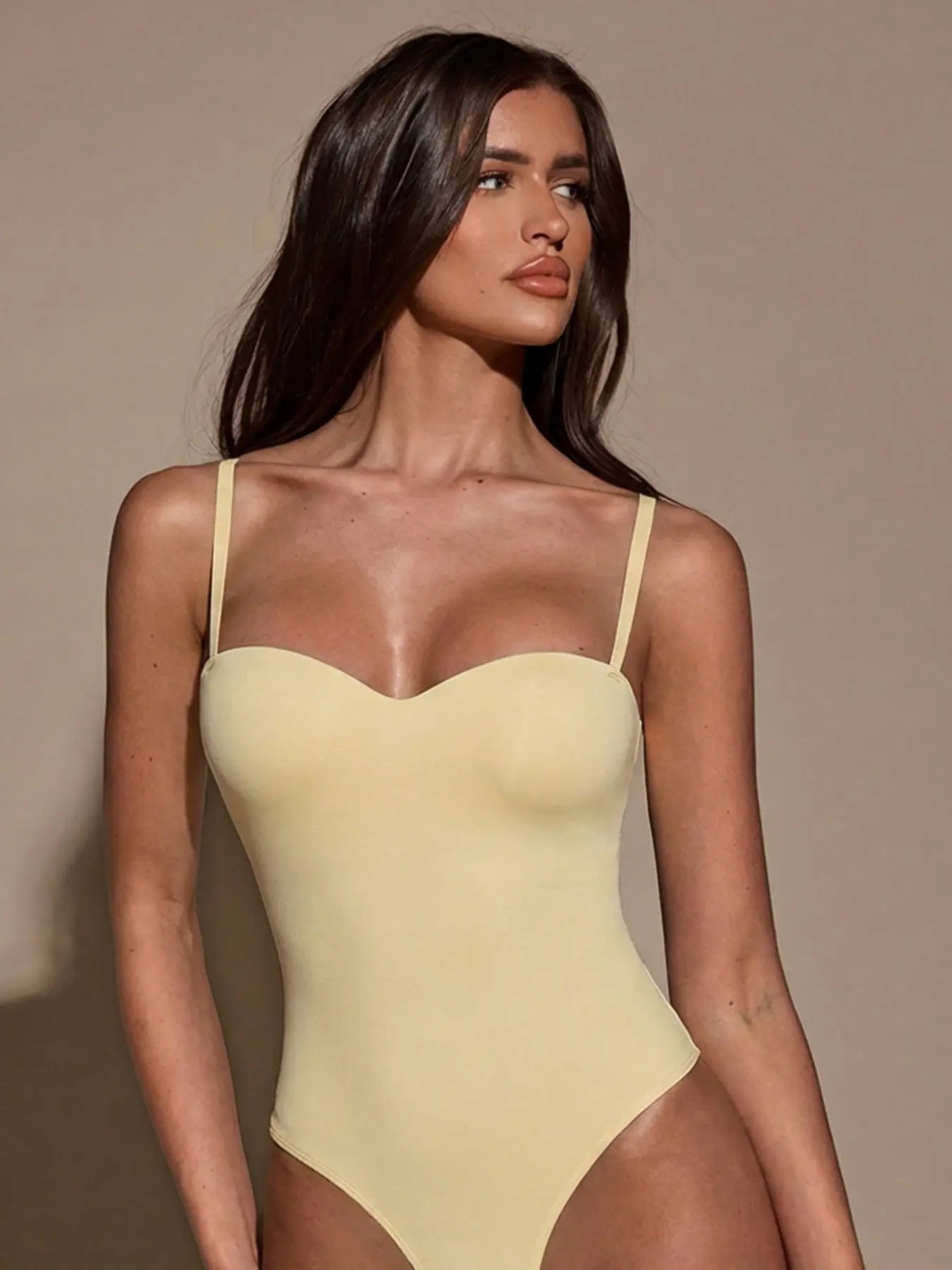 Women Sweetheart Neckline Cami Sleeveless Bodysuit, Convertible Spaghetti Straps, Tummy Control Fit, Casual Everyday, All Seasons, Organic Textile, Soft, Underwear