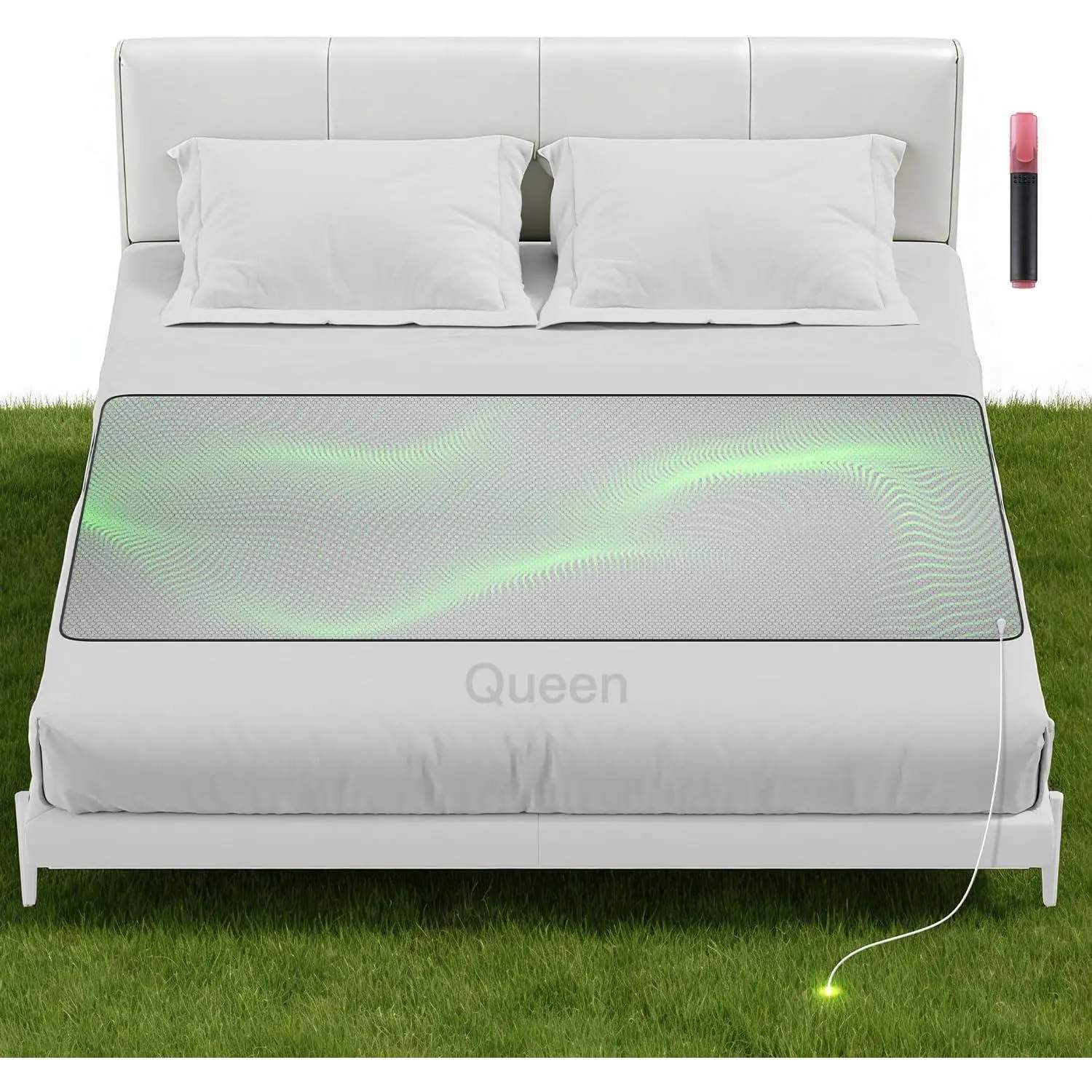 Graphene Grounding Mat for Bed, Sleep & Pain Relief, Queen Size| Graphene with 15ft Cord & 100K Ohm Safety Resistor, Grounding Mat for Bed, Desk, Office & Couch