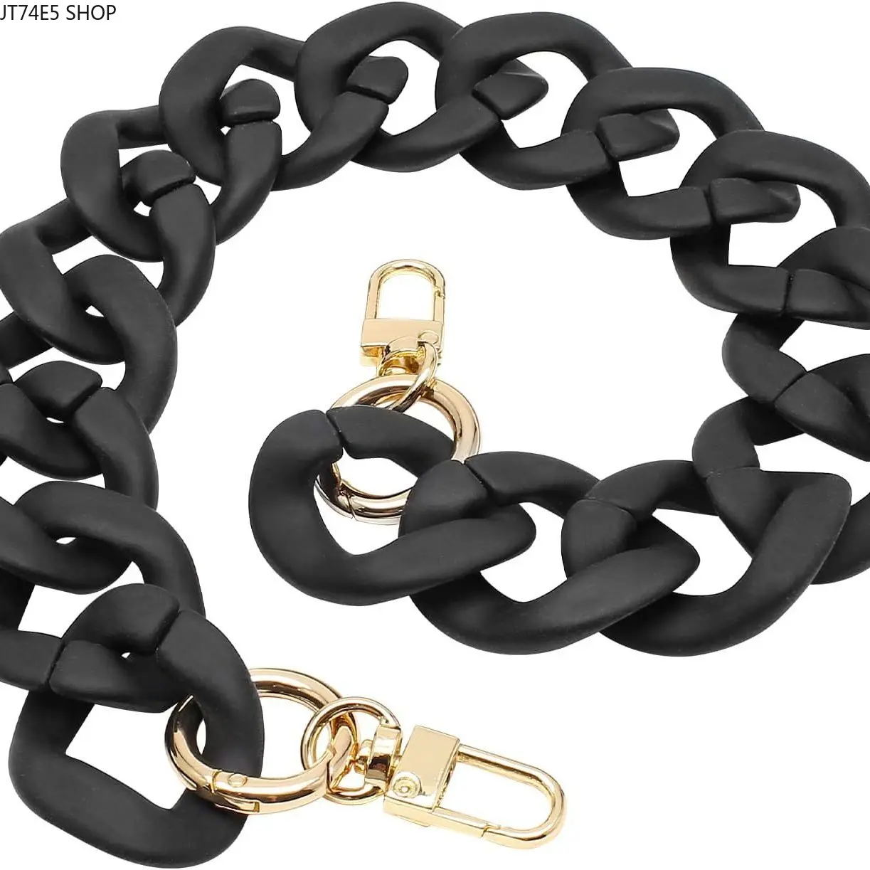 Women's Elegant Luxury Twisted Synthetic Acrylic Short Bag Handle, Black Purse Wrist Strap for Adults