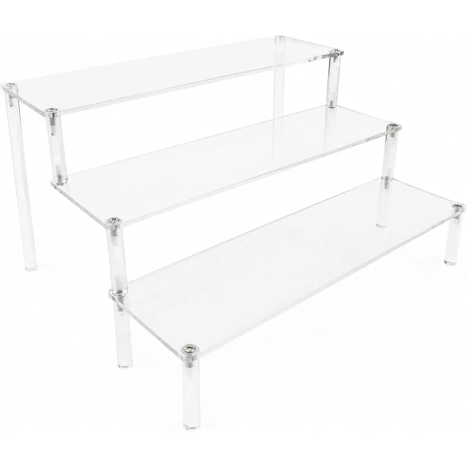3 Tier  Display Stand Risers, Clear Tabletop Display Shelf for Perfume, Figures & Collectibles, Thick  Organizer for Cupcake,  &  Decoration