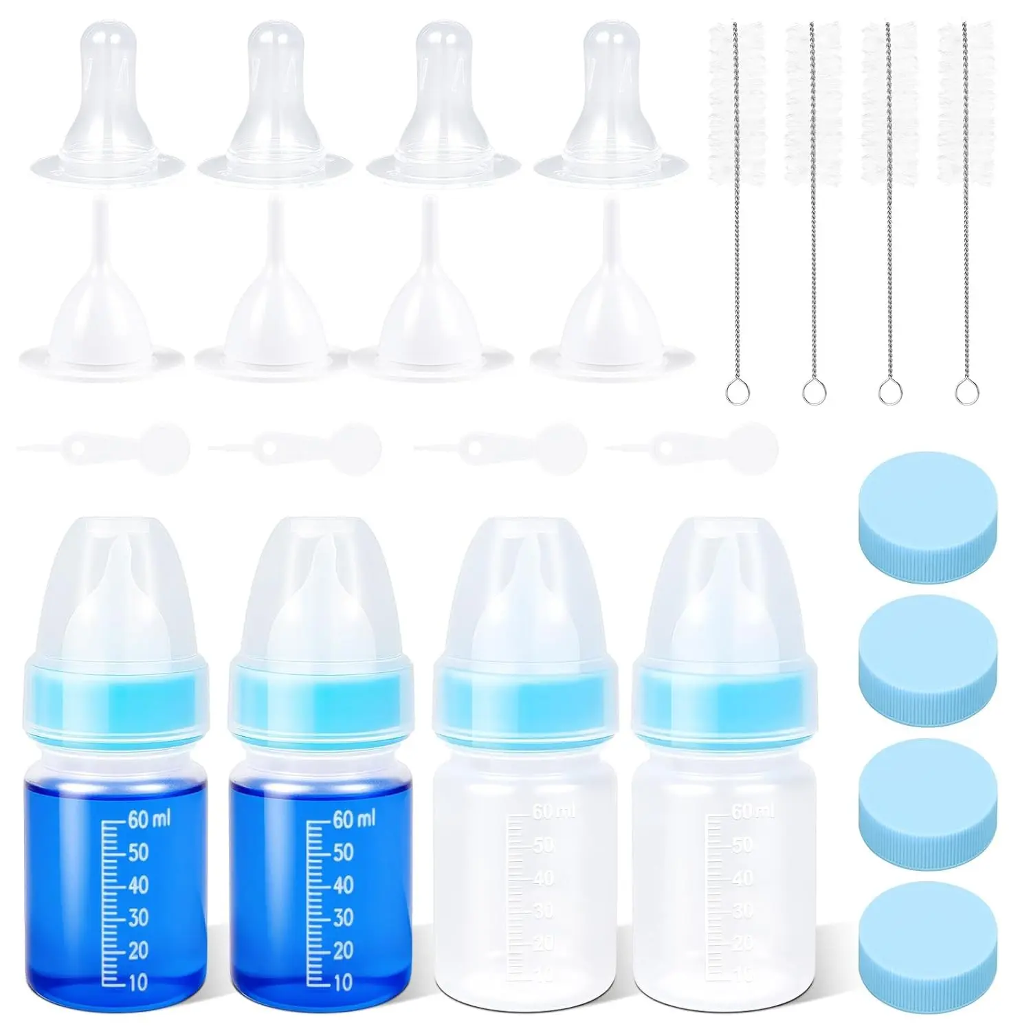 Puppy Kitten Nursing Bottle 2oz Small Animal Feeding Kit with Nipples Hand Feeding Supplies for Puppies, Kittens, Rabbits, Ferrets & Newborn Pets