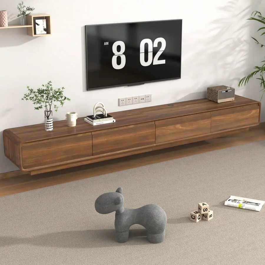 94.5" Minimalist Floating TV Stand TVs Up To 100 Inches, Modern Mounted Media Console With 2 Drawers, Entertainment Center Living Room