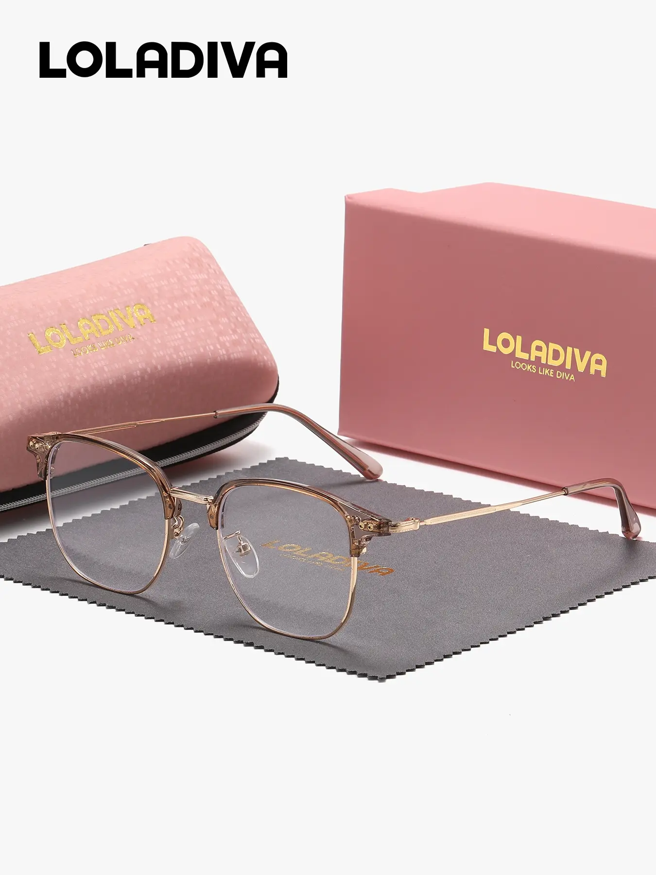 LolaDiva 1 Piece Unisex Retro Luxury Full Frame Plaon Glasses Reviving Classic Charm Square Frame Plaon Glasses Lightweight Polycarbonate Frames